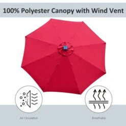 OUTSUNNY Garden Parasol Steel Red 2.7m -GardenChic Elegant Shop 4 4 185 23
