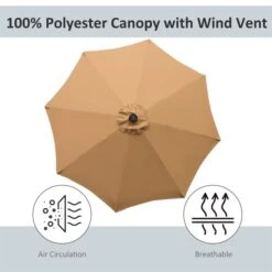 OUTSUNNY Garden Parasol Metal Brown 2.7m -GardenChic Elegant Shop 4 4 187 29