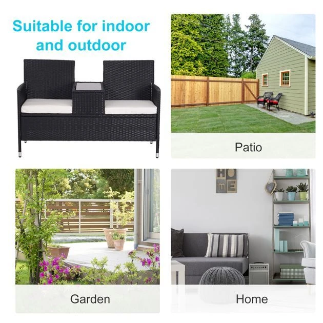 OUTSUNNY Rattan Love Seat Black 8 OUTSUNNY Rattan Love Seat Black - Image 6