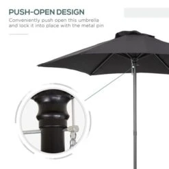 OUTSUNNY Garden Parasol Metal Black 2m -GardenChic Elegant Shop 4 4 188 21