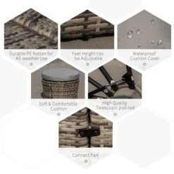 OUTSUNNY Rattan Sofa Bed Set 5 Piece Grey 16 OUTSUNNY Rattan Sofa Bed Set 5 Piece Grey -GardenChic Elegant Shop 4 4 189 20