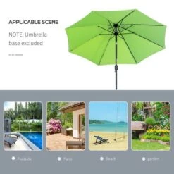 OUTSUNNY Garden Parasol Metal Green 2.7m -GardenChic Elegant Shop 4 4 190 49