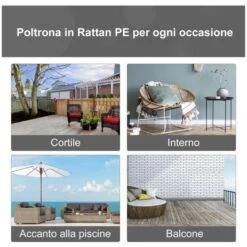 OUTSUNNY Rattan Egg Chair Brown -GardenChic Elegant Shop 4 4 195