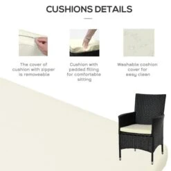 OUTSUNNY Rattan Twin Seat Bistro Set Black -GardenChic Elegant Shop 4 4 218 1