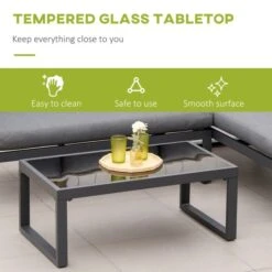 OUTSUNNY Corner L Shaped Sofa Set With Padded Cushions Grey 4-Seater -GardenChic Elegant Shop 4 4 219 66