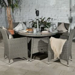 Paris 4 Seater Round Dining Set