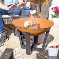 Icarus Oxidised Cast Iron Firepit With Steel Legs Small