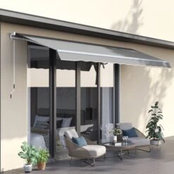 OUTSUNNY Manual Retractable Awning Light Grey 3m X 2m