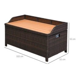 OUTSUNNY Rattan Storage Bench With Inner Linings Brown 2-Seater -GardenChic Elegant Shop 411766.3