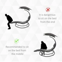 OUTSUNNY Rocking Lounger With Canopy And Cushions Dark Grey -GardenChic Elegant Shop 411838.5