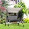 OUTSUNNY Hammock Bench With Canopy And Texteline Seats Beige 2-Seater 1 OUTSUNNY Hammock Bench With Canopy And Texteline Seats Beige 2-Seater -GardenChic Elegant Shop 411842 1