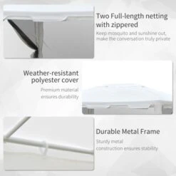 OUTSUNNY 3m X 4m Party Marquee Tent With Mesh Sidewalls White -GardenChic Elegant Shop 411889.6