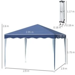 OUTSUNNY 3m X 3m Foldable Tent With Bag And Adjustable Height Blue -GardenChic Elegant Shop 411910.5
