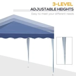 OUTSUNNY 3m X 3m Foldable Tent With Bag And Adjustable Height Blue -GardenChic Elegant Shop 411910.6