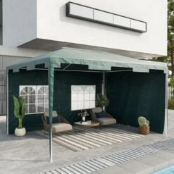 OUTSUNNY 3m X 4m Party Marquee Tent With 2 Side Walls Green