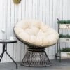 OUTSUNNY Rattan Swivel Chair With Padded Cushion Beige 360° -GardenChic Elegant Shop 411998.2