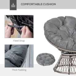 OUTSUNNY Rattan Swivel Chair With Padded Cushion Grey 360° 15 OUTSUNNY Rattan Swivel Chair With Padded Cushion Grey 360° -GardenChic Elegant Shop 411999.5