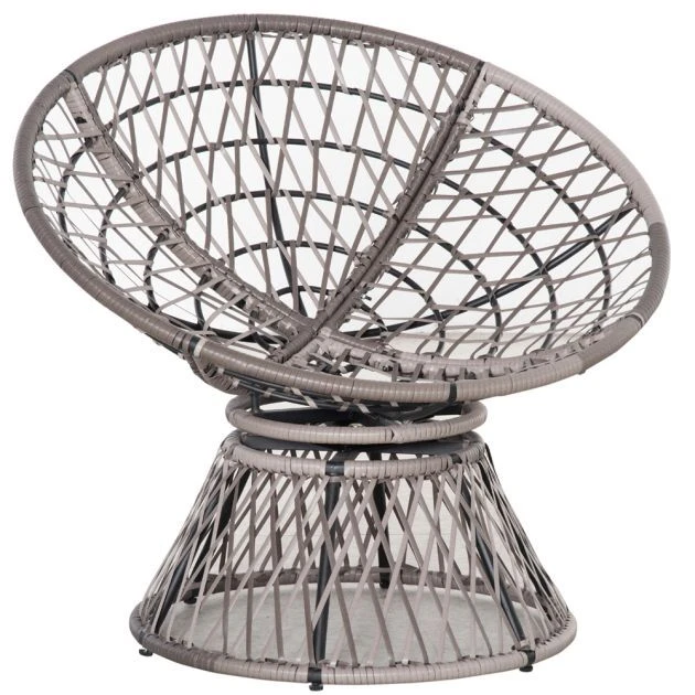 OUTSUNNY Rattan Swivel Chair With Padded Cushion Grey 360° 11 OUTSUNNY Rattan Swivel Chair With Padded Cushion Grey 360° - Image 9