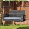 OUTSUNNY Hanging Rattan Swing Bench Grey 2-Seater -GardenChic Elegant Shop 412002.2