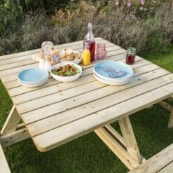 Wooden Square Picnic Table -GardenChic Elegant Shop 415494 4