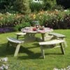 Wooden Round Picnic Table 1 Wooden Round Picnic Table -GardenChic Elegant Shop 415496 1