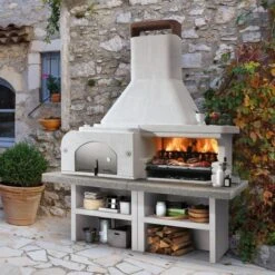 Gargano 3 Masonry Barbecue With Wood Fired Oven And Granite Worktop