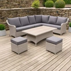 Antigua Corner Set With Polywood Top Stone Grey