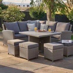 Barbados Square Corner Seating Set With Ceramic Top Slate Grey -GardenChic Elegant Shop 416660 7