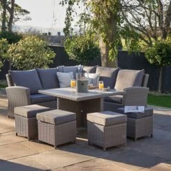 Barbados Square Corner Seating Set With Ceramic Top Slate Grey