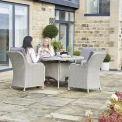 Antigua Round Dining Set With Ceramic Top 4 Seater Stone Grey -GardenChic Elegant Shop 416664 11