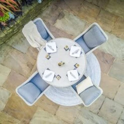 Antigua Round Dining Set With Ceramic Top 4 Seater Stone Grey -GardenChic Elegant Shop 416664 12