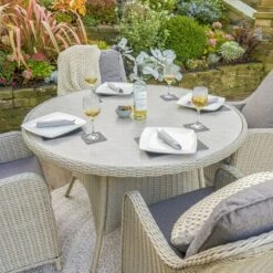 Antigua Round Dining Set With Ceramic Top 4 Seater Stone Grey -GardenChic Elegant Shop 416664 13