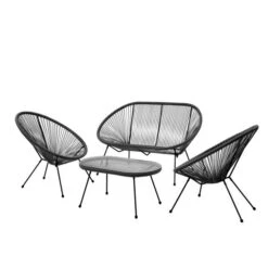 Rio 4 Piece Seating Set Black PU -GardenChic Elegant Shop 416668 16