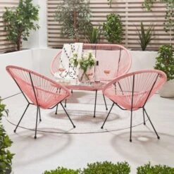 Rio 4 Piece Seating Set Pink PU