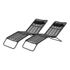 Rio Sun Loungers 2 Piece Set PU Black -GardenChic Elegant Shop 416674 1