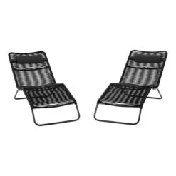 Rio Sun Loungers 2 Piece Set PU Black -GardenChic Elegant Shop 416674 10