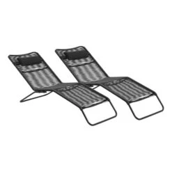 Rio Sun Loungers 2 Piece Set PU Black -GardenChic Elegant Shop 416674 2