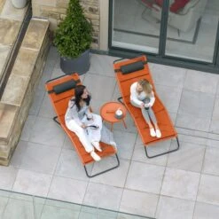Rio Sun Loungers 2 Piece Set PU Orange -GardenChic Elegant Shop 416677 12