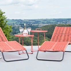 Rio Sun Loungers 2 Piece Set PU Red