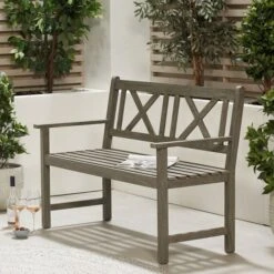 Cambridge Acacia Wood Bench Grey 2 Seater