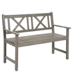 Cambridge Acacia Wood Bench Grey 2 Seater -GardenChic Elegant Shop 416852 5