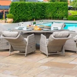 Maze Cotswold Round Dining Set Reclining 8 Seater With Woven Lazy Susan 8 Maze Cotswold Round Dining Set Reclining 8 Seater With Woven Lazy Susan -GardenChic Elegant Shop 416894 3