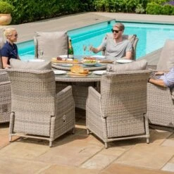 Maze Cotswold Round Dining Set Reclining 8 Seater With Woven Lazy Susan 9 Maze Cotswold Round Dining Set Reclining 8 Seater With Woven Lazy Susan -GardenChic Elegant Shop 416894 4