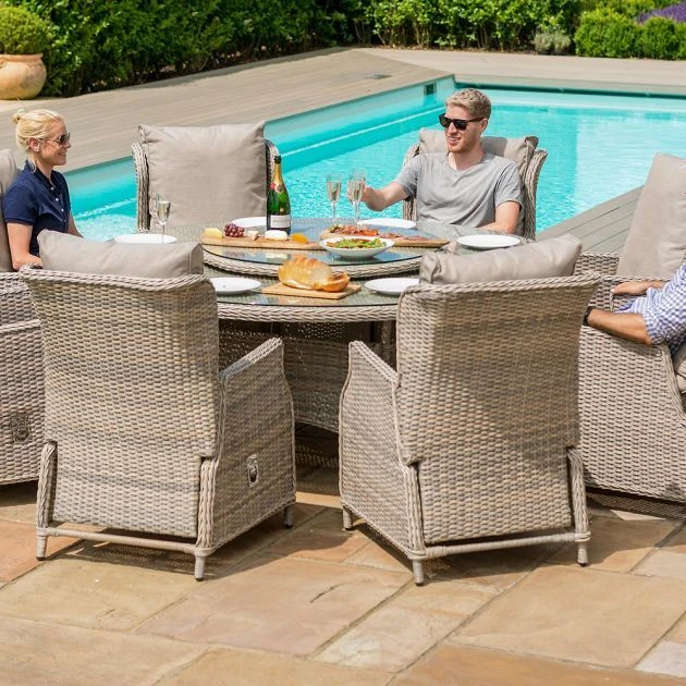 Maze Cotswold Round Dining Set Reclining 8 Seater With Woven Lazy Susan 6 Maze Cotswold Round Dining Set Reclining 8 Seater With Woven Lazy Susan - Image 4