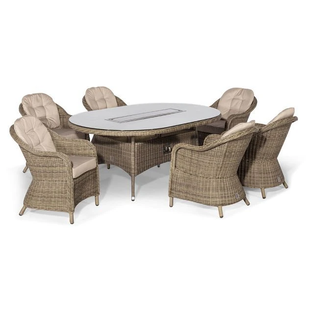 Maze Winchester Oval Fire Pit Dining Set With Heritage Chairs 6 Seater 4 Maze Winchester Oval Fire Pit Dining Set With Heritage Chairs 6 Seater - Image 2