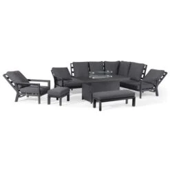 Maze Manhattan Reclining Corner Dining Set With Fire Pit And Armchair Aluminium -GardenChic Elegant Shop 416973 3