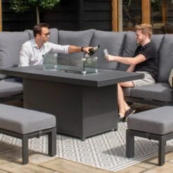 Maze Manhattan Reclining Corner Dining Set With Fire Pit And Armchair Aluminium -GardenChic Elegant Shop 416973 8