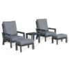 Maze Manhattan 2 Seat Reclining Lounge Set Aluminium Grey