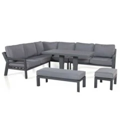 Maze New York Corner Dining Set With Rising Table Aluminium Grey