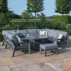 Maze New York U-Shaped Sofa Set With Firepit Table Aluminium Grey -GardenChic Elegant Shop 416984 4